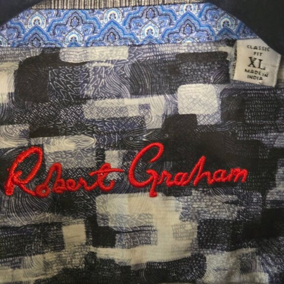 Robert Graham NWT Nobis Black Skull Fishbone Button Down Shirt Size XL - Picture 8 of 10
